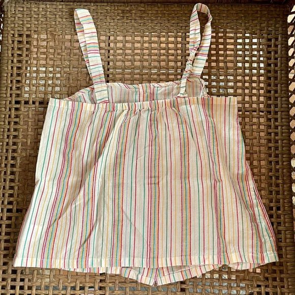 Madewell White, Rainbow Striped Button Tank Top - Picture 4 of 5